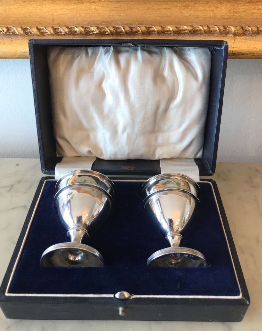 Pair George III silver egg cups, hallmarked London 1799 by John Emes