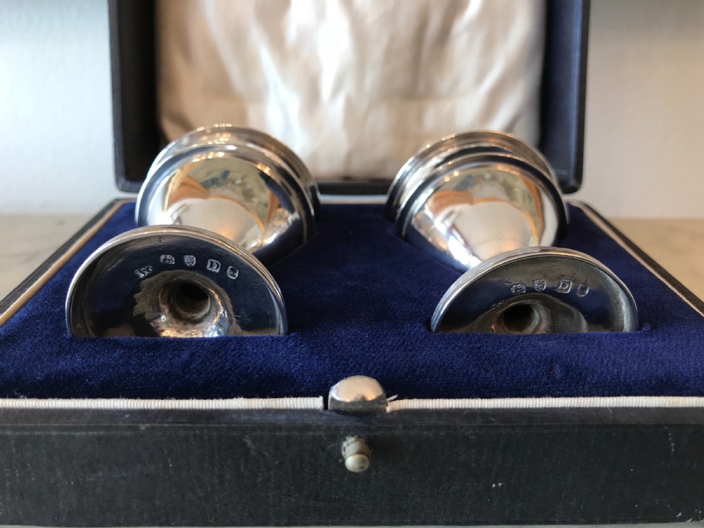 Pair George III silver egg cups, hallmarked London 1799 by John Emes View III