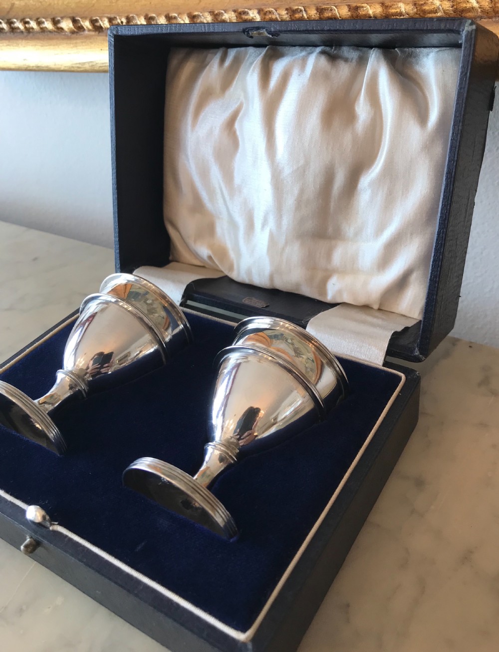 Pair George III silver egg cups, hallmarked London 1799 by John Emes View VI