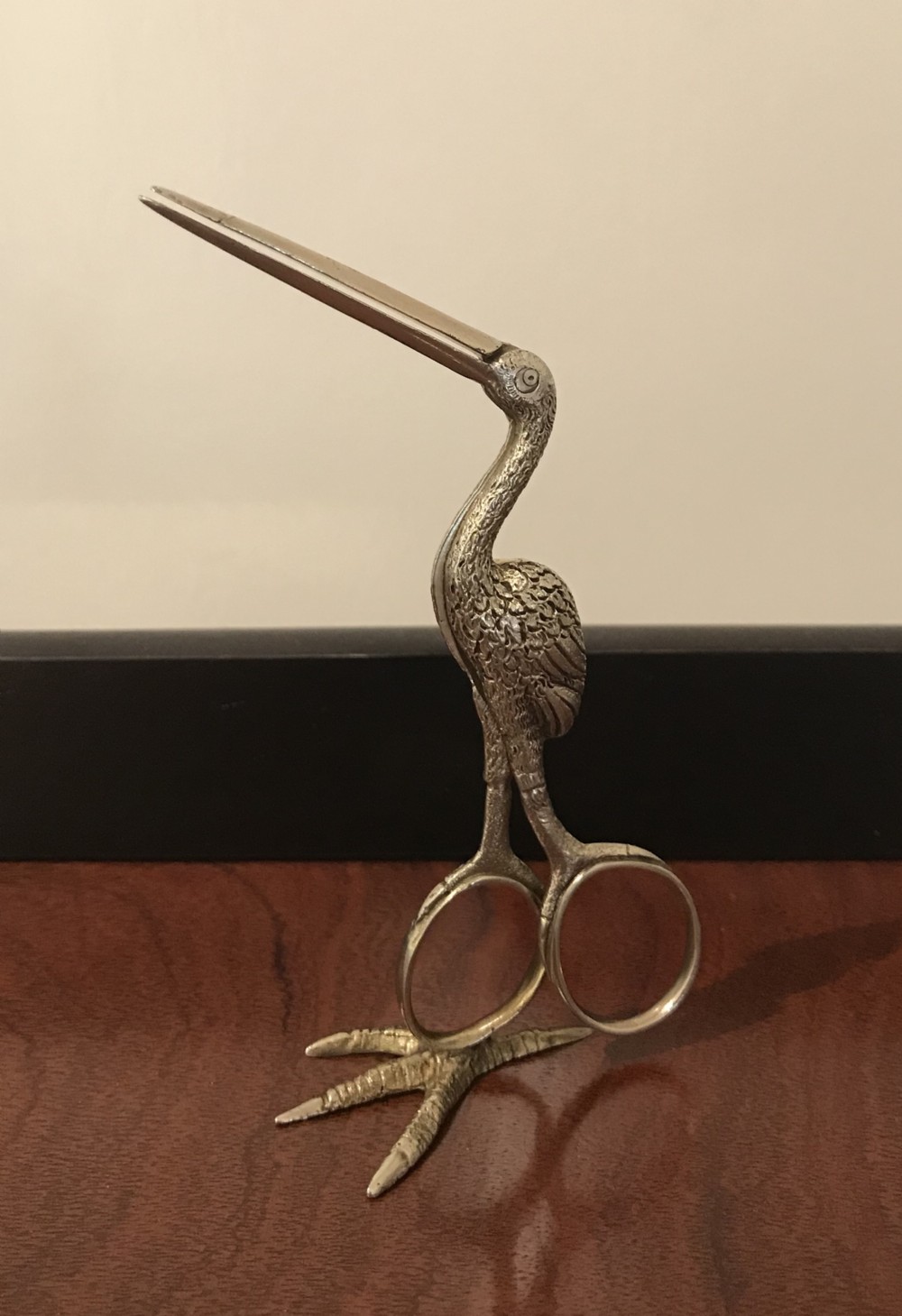 Pair Victorian Silver Gilt Stork Ribbon Threaders, Hallmarked London 1880