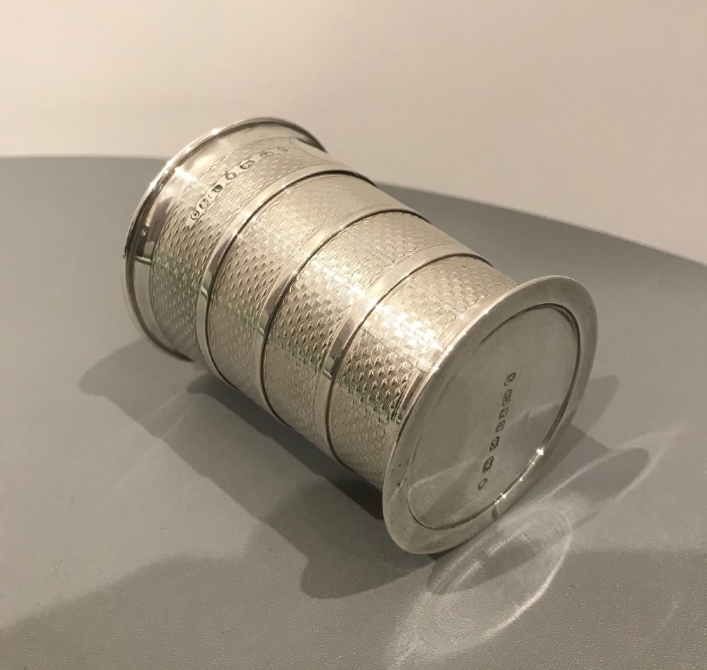 Victorian Silver Collapsible Beaker, Birmingham 1872 by Carnelly & Co View V