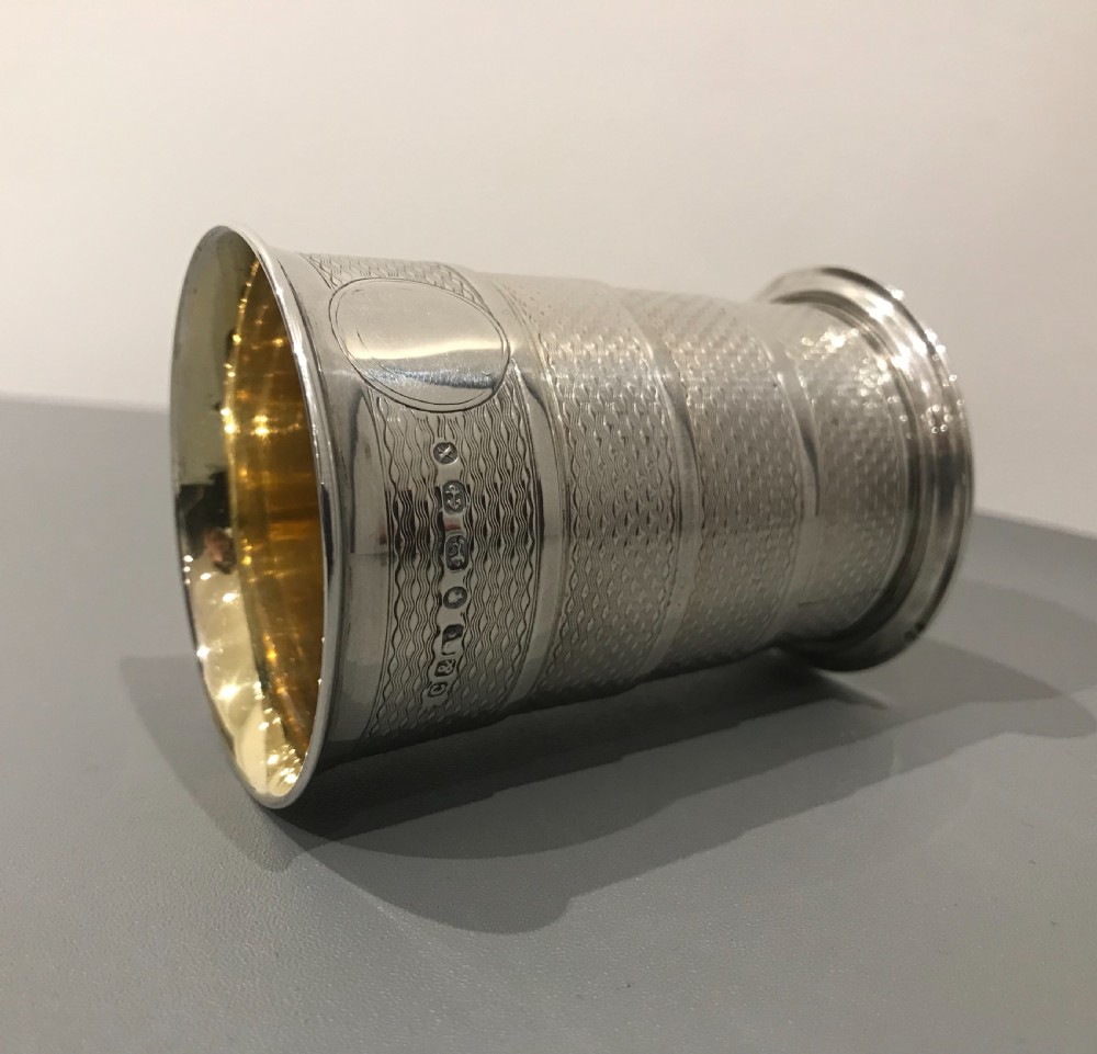 Victorian Silver Collapsible Beaker, Birmingham 1872 by Carnelly & Co View VIII