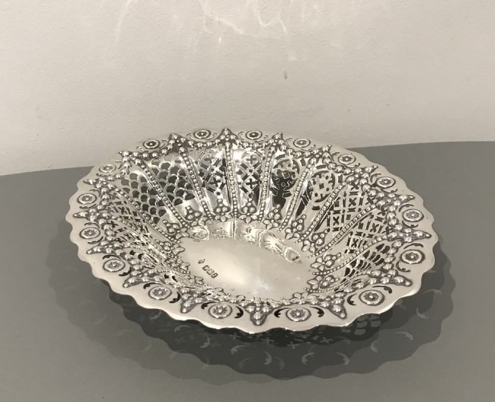 Victorian Solid Silver Pierced Basket