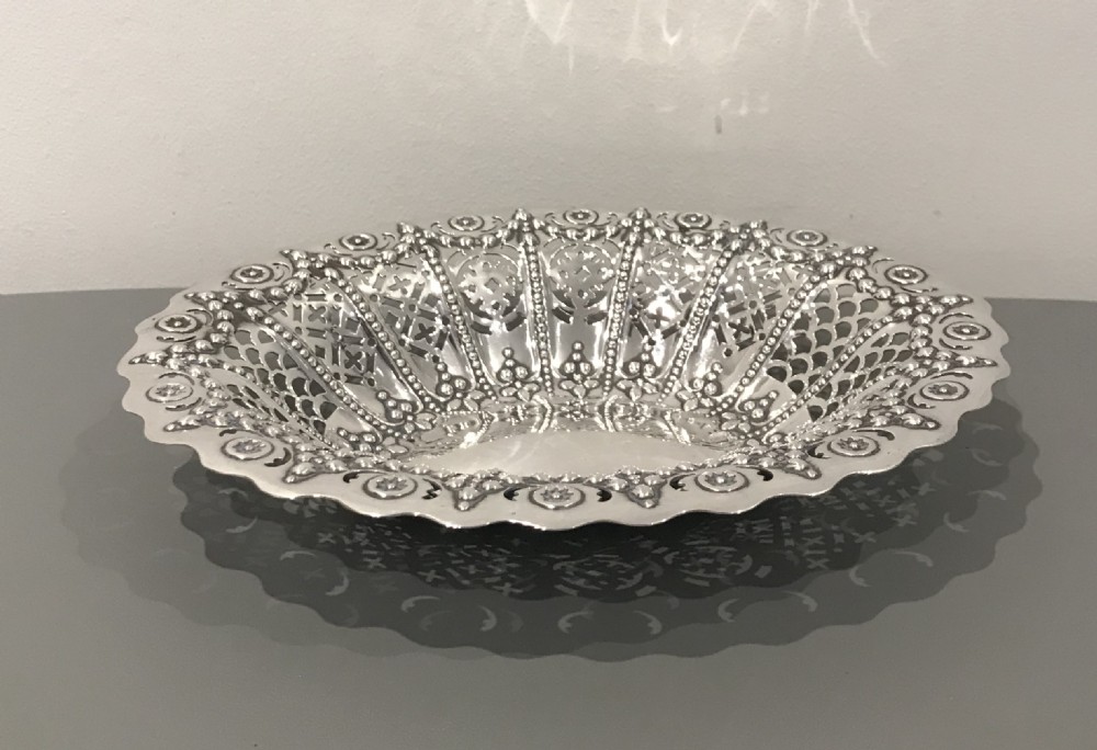 Victorian Solid Silver Pierced Basket View II