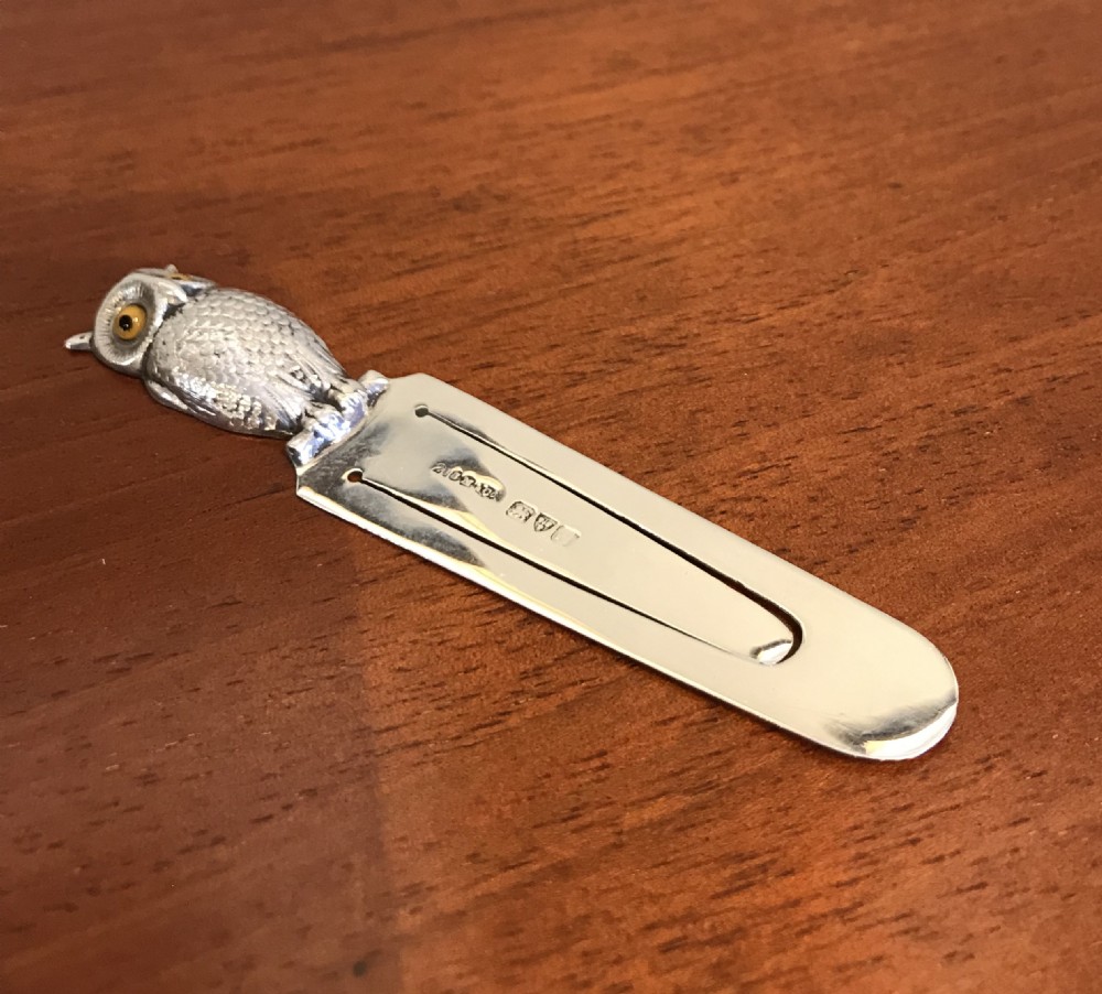 Rare Edwardian Sampson & Mordan Silver Owl Bookmark View II