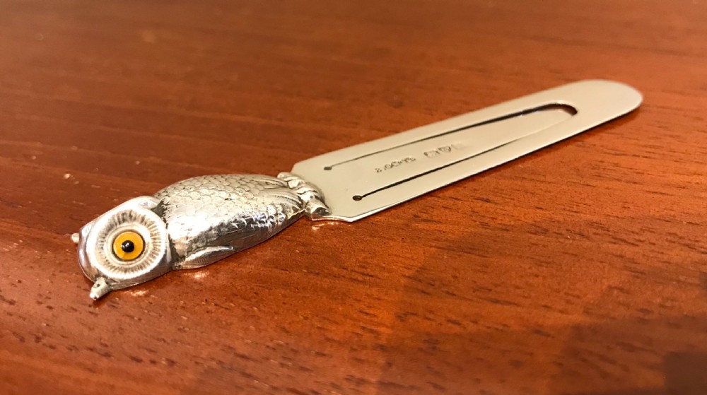 Rare Edwardian Sampson & Mordan Silver Owl Bookmark View IV