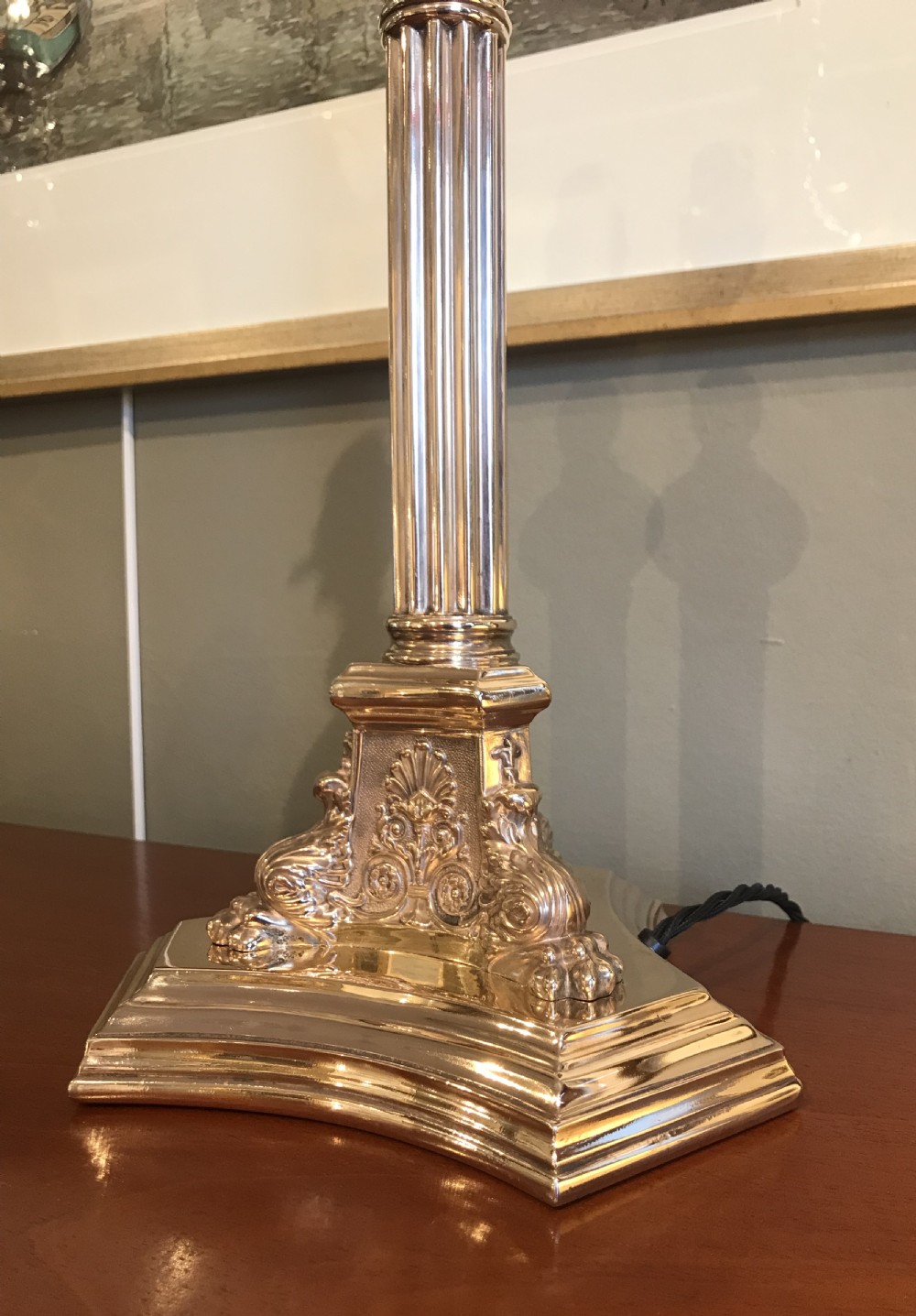 Stunning Late Victorian Gilded Table Lamp by Walker & Hall View III