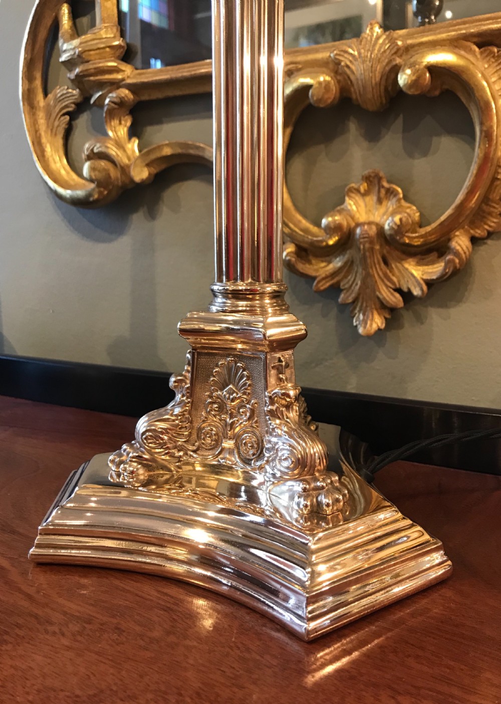 Stunning Late Victorian Gilded Table Lamp by Walker & Hall View XI