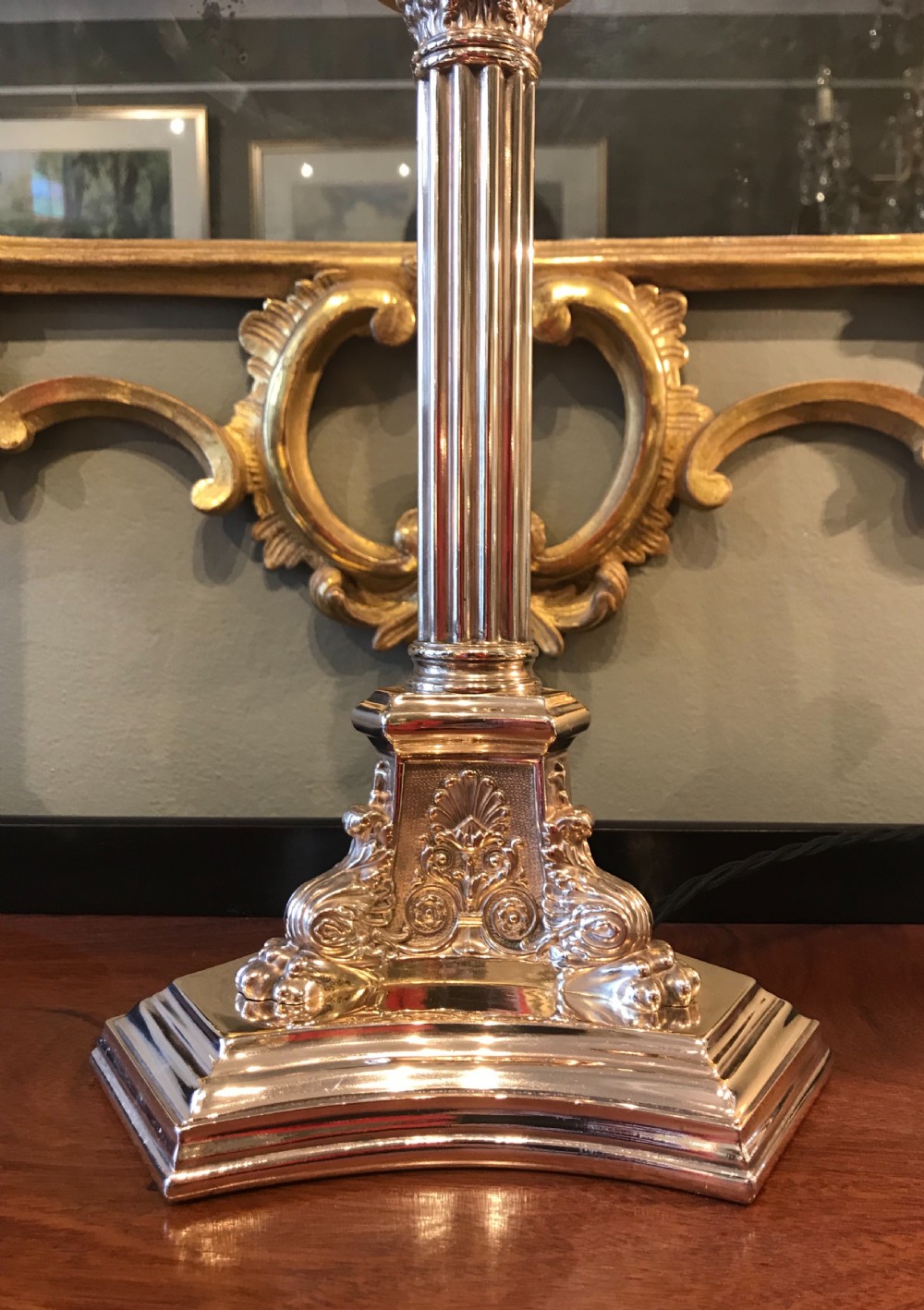 Stunning Late Victorian Gilded Table Lamp by Walker & Hall View XII