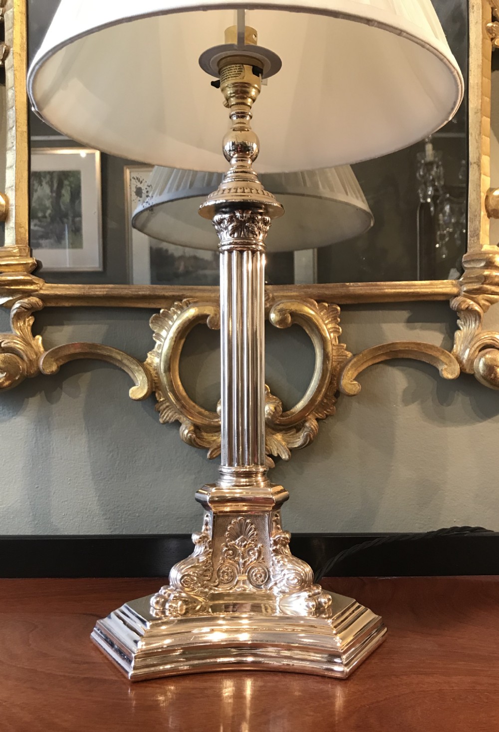 Stunning Late Victorian Gilded Table Lamp by Walker & Hall View XIII