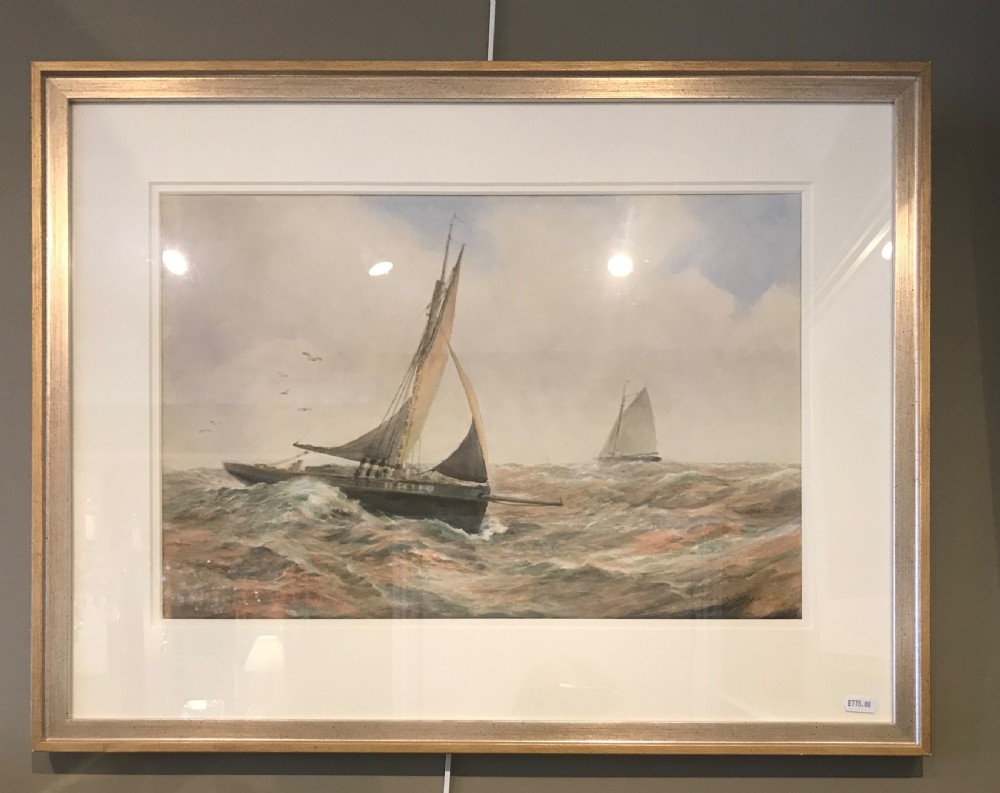 James Aitken Marine Watercolour (1853-1925), 'Rough Seas off Dartmouth'