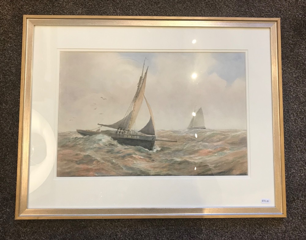 James Aitken Marine Watercolour (1853-1925), 'Rough Seas off Dartmouth' View V