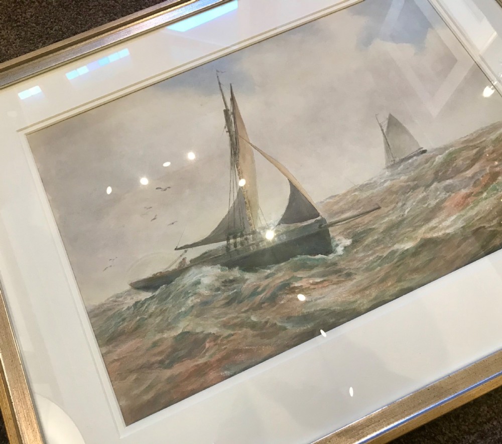 James Aitken Marine Watercolour (1853-1925), 'Rough Seas off Dartmouth' View VI