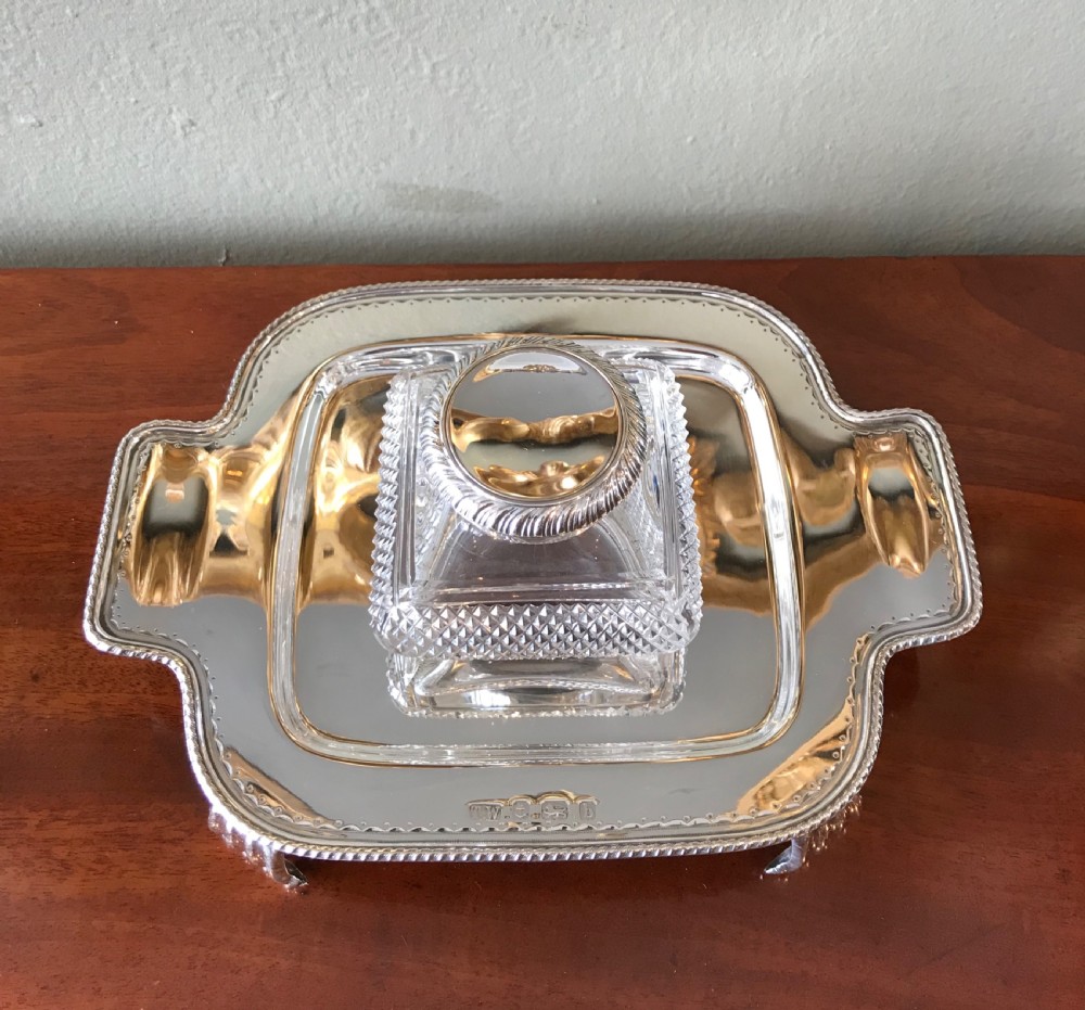 Stunning Late Victorian Silver Inkwell Stand, 1900
