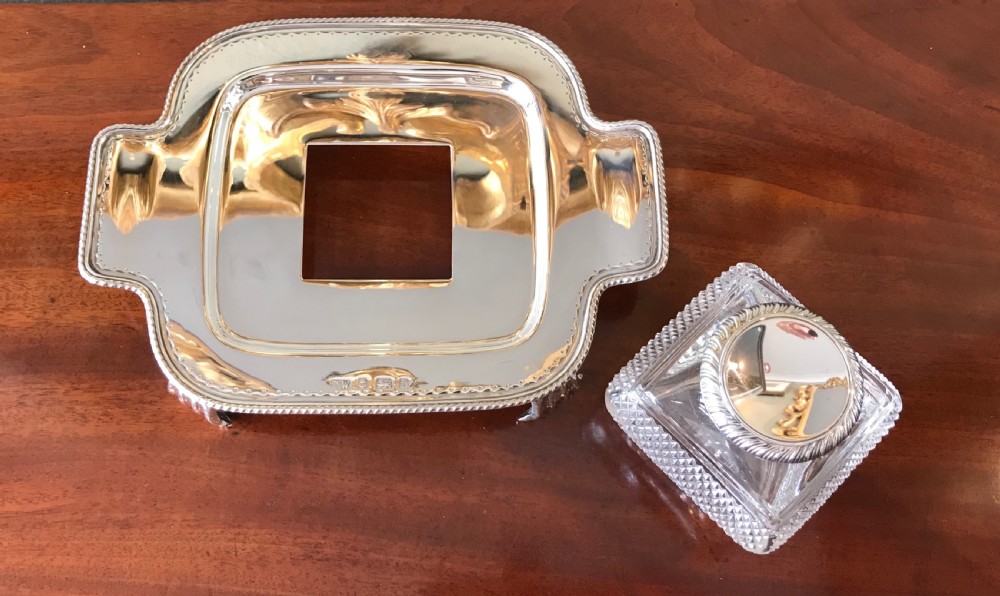 Stunning Late Victorian Silver Inkwell Stand, 1900 View V