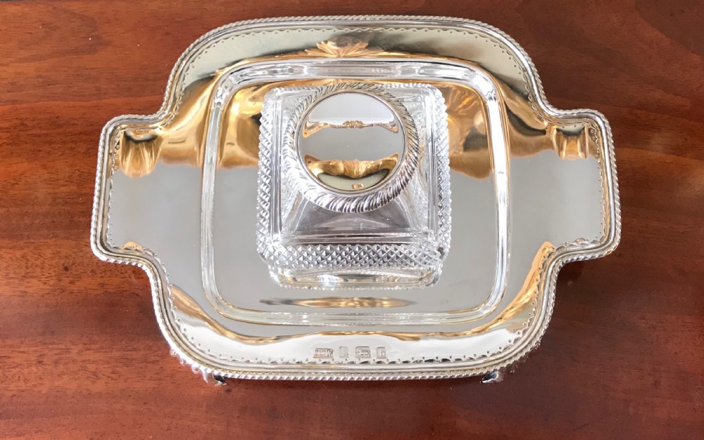Stunning Late Victorian Silver Inkwell Stand, 1900 View VII