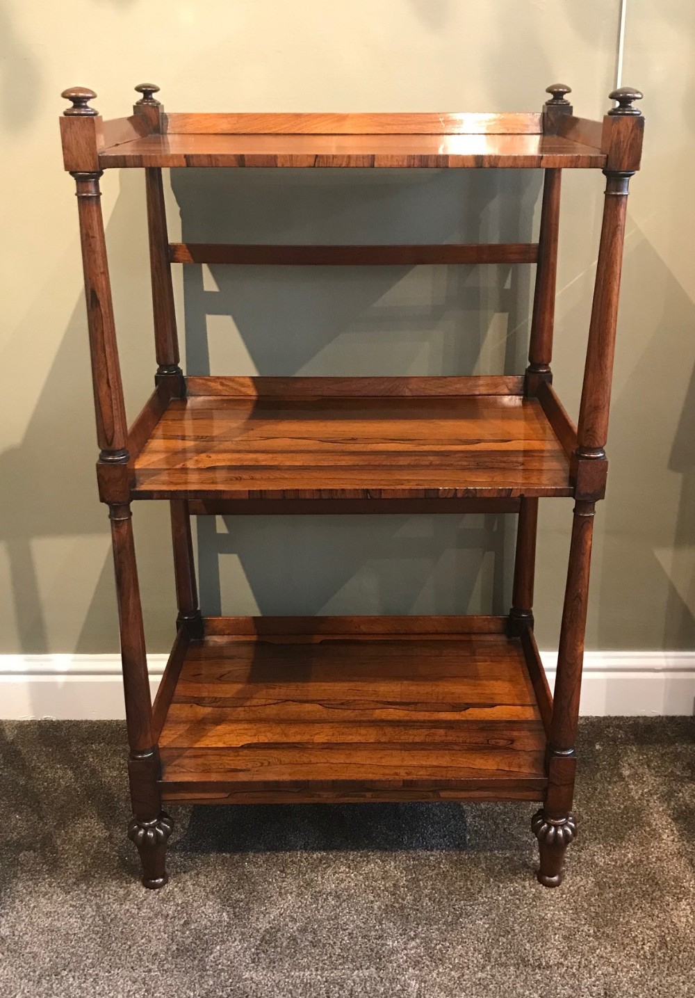 Superb Late Regency Period Rosewood Whatnot