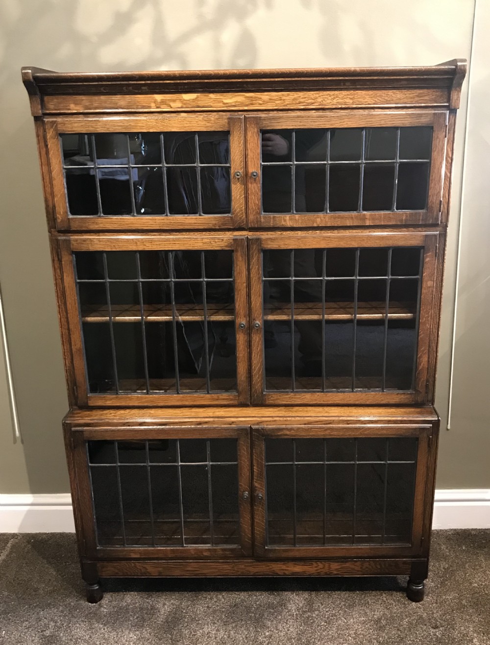 Quality Edwardian Oak Stacking Bookcase by Minty
