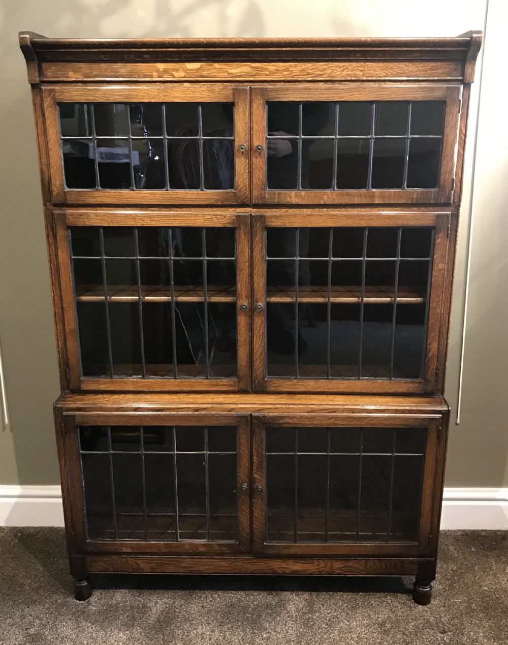 Quality Edwardian Oak Stacking Bookcase by Minty View III
