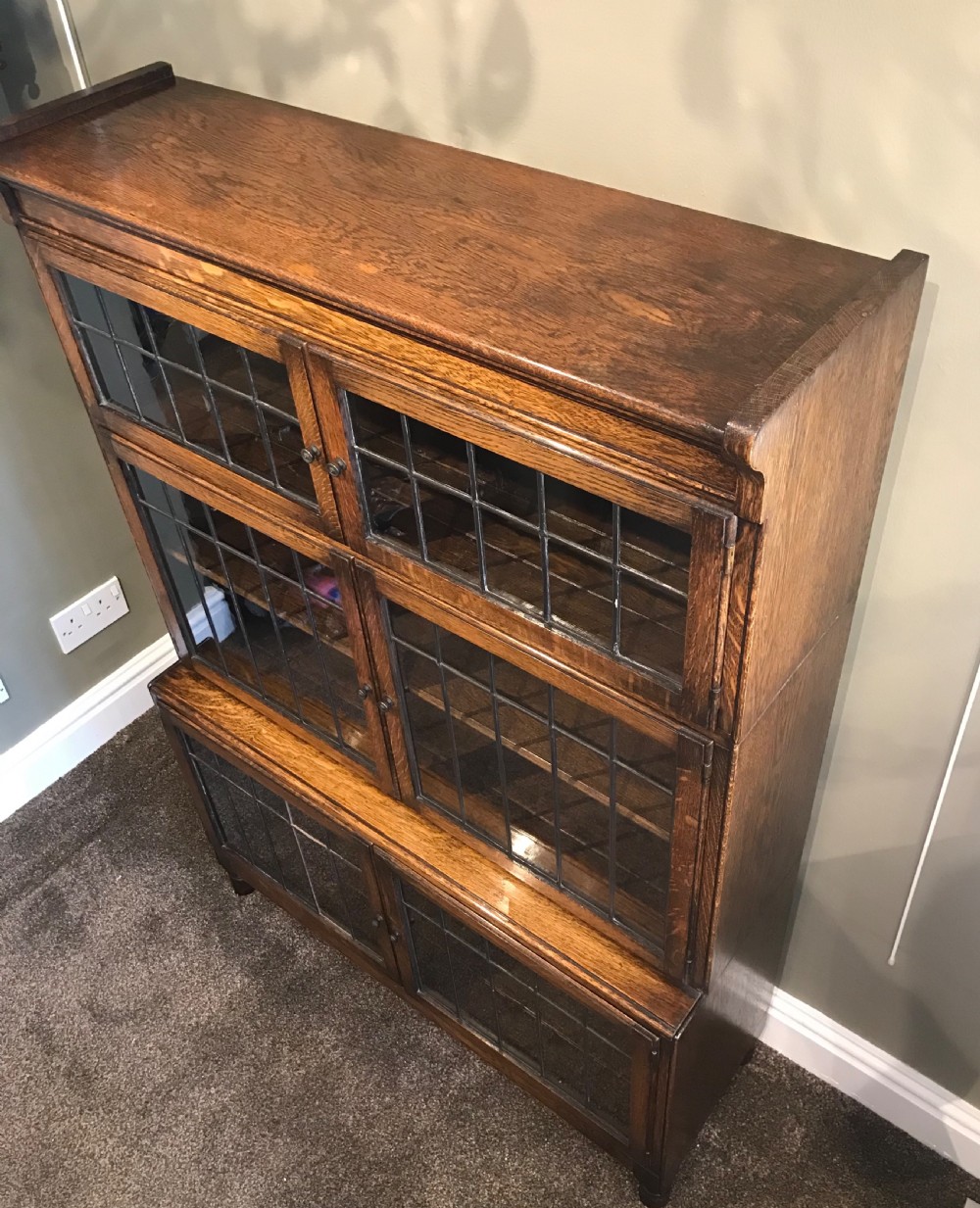 Quality Edwardian Oak Stacking Bookcase by Minty View VI