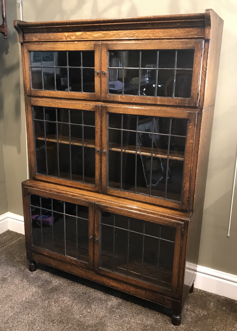 Quality Edwardian Oak Stacking Bookcase by Minty View VII