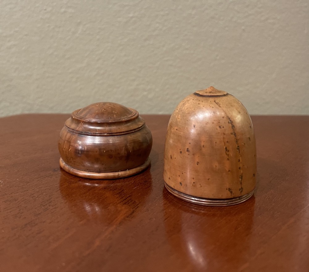 Quality Georgian Coquilla nut box in the form of an acorn. View V