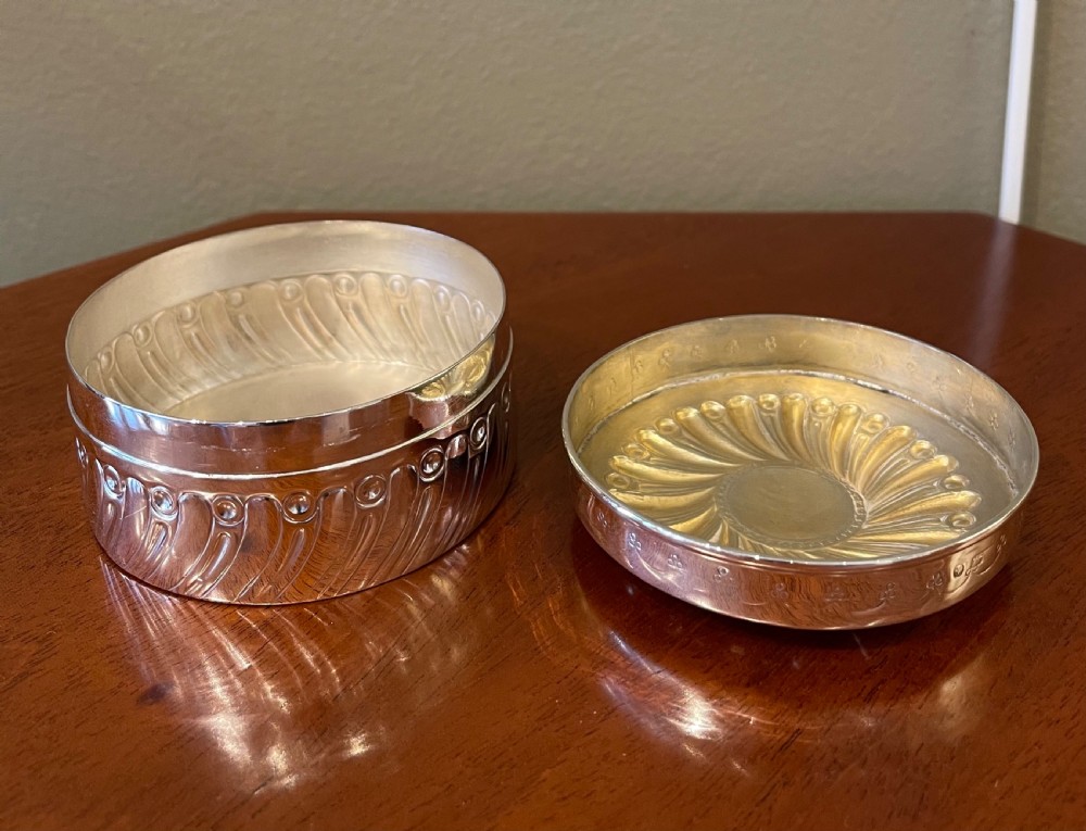 Victorian Circular Silver Box, hallmarked Birmingham 1893 View II