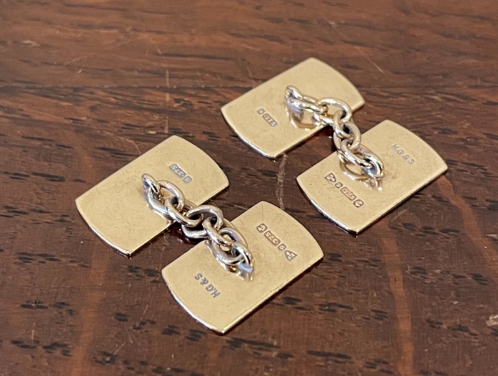 Good Pair of Art Deco 9ct Gold Cufflinks, Chester View IV