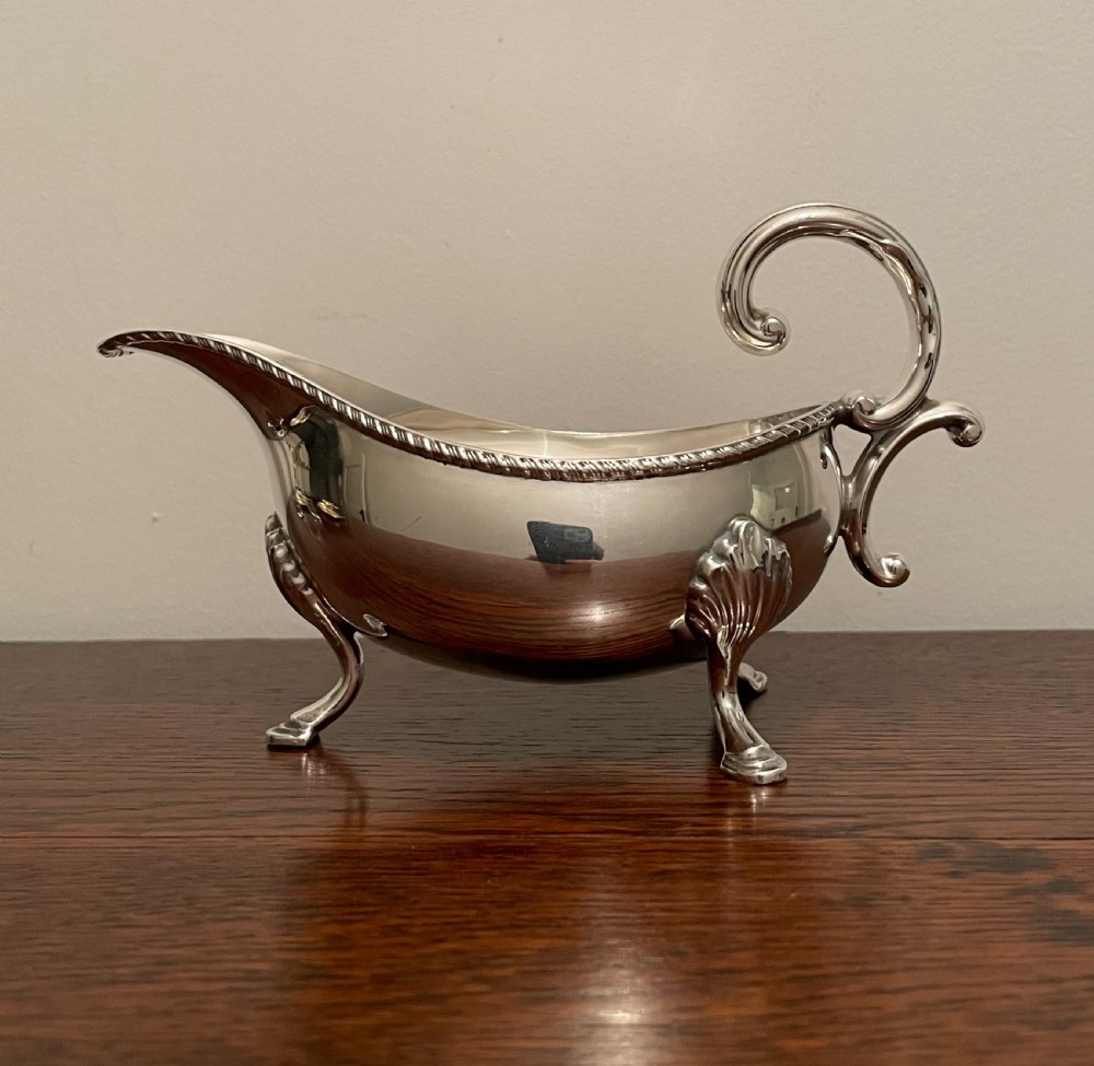 Attractive Solid Silver Sauce Boat