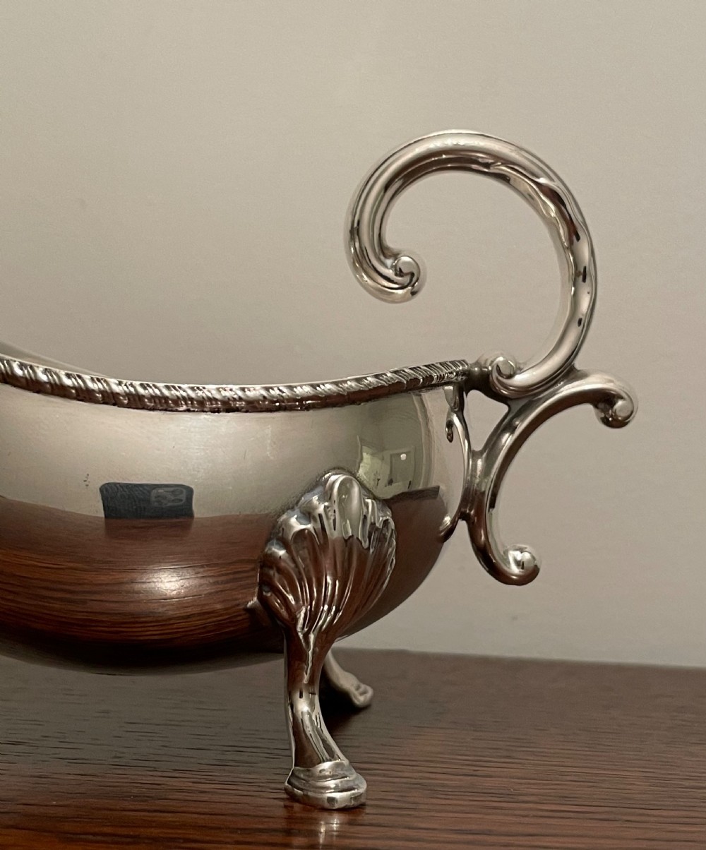 Attractive Solid Silver Sauce Boat View II