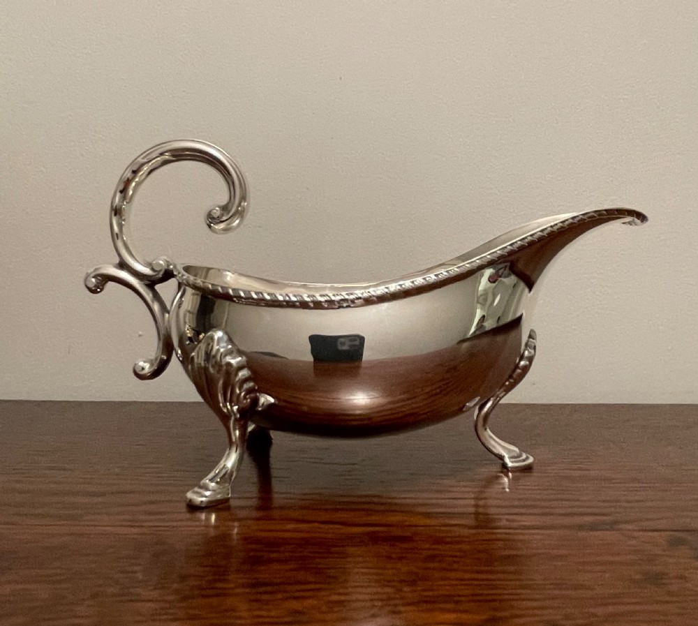 Attractive Solid Silver Sauce Boat View III