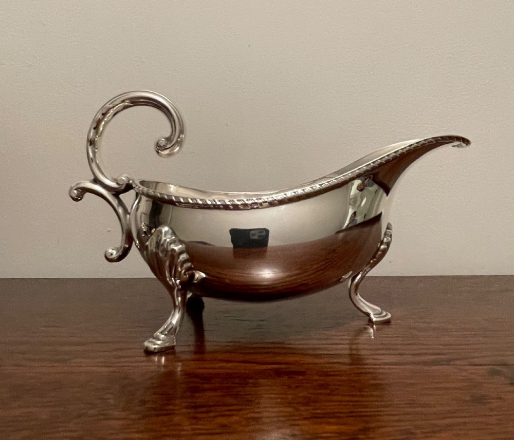 Attractive Solid Silver Sauce Boat View IV