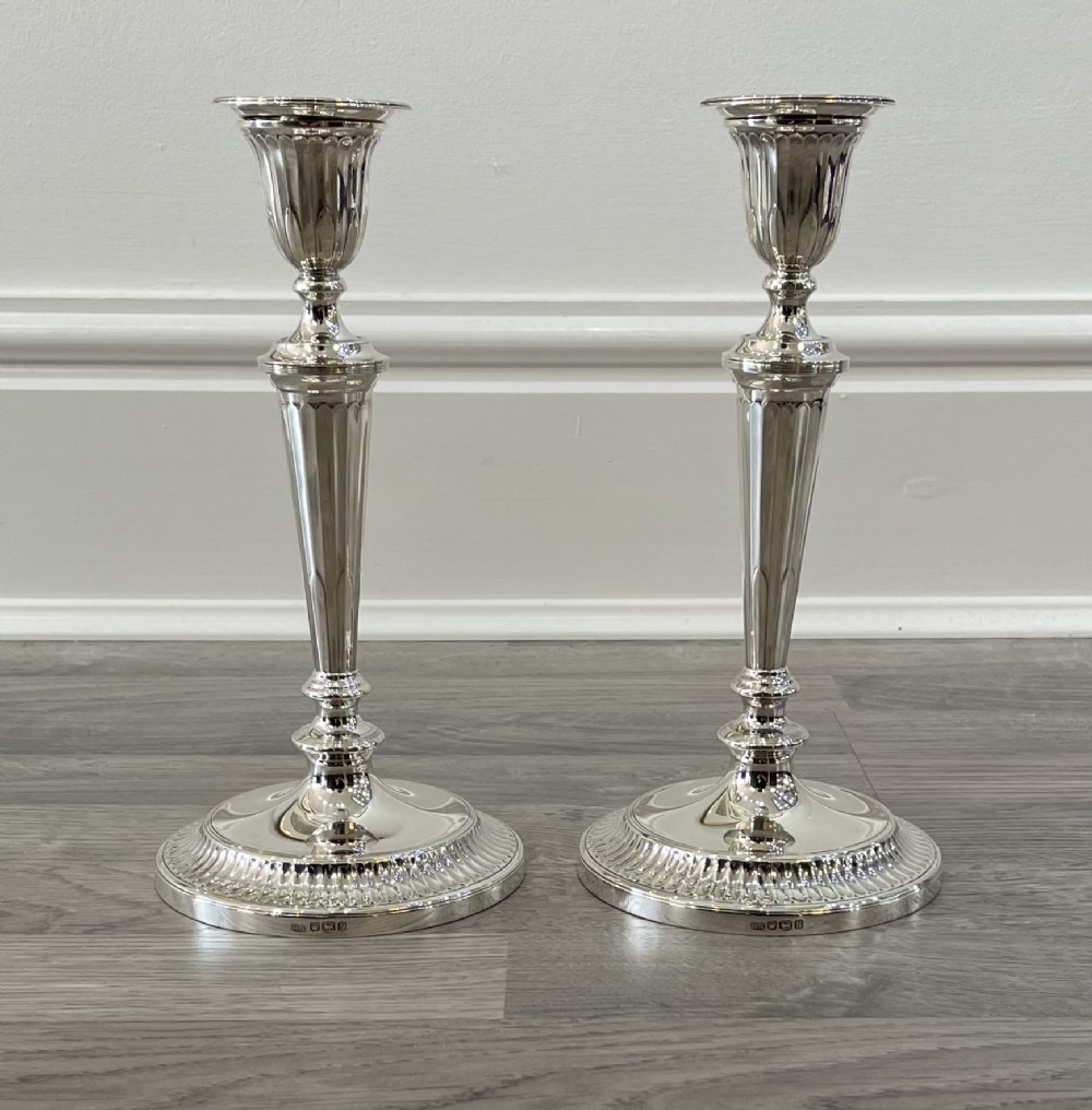 Stunning Pair of Adam Style Solid Silver Candlesticks
