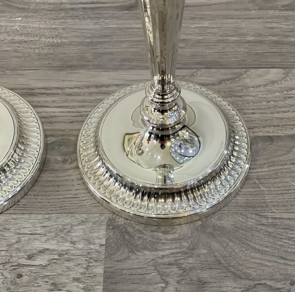 Stunning Pair of Adam Style Solid Silver Candlesticks View III