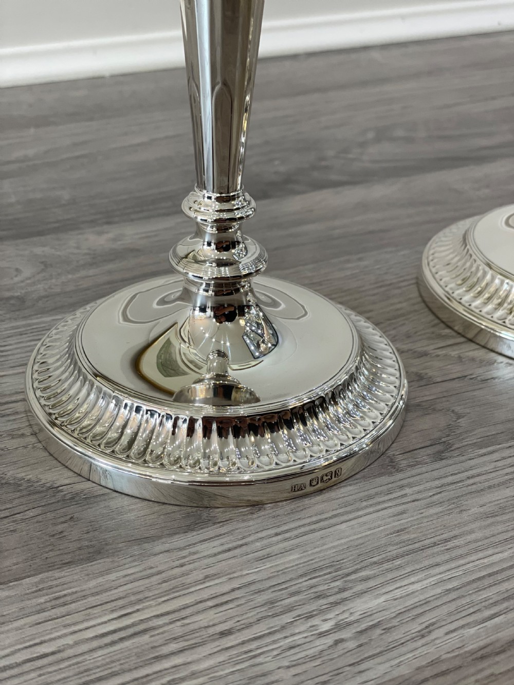 Stunning Pair of Adam Style Solid Silver Candlesticks View X