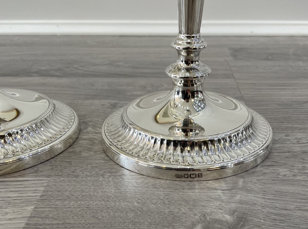 Stunning Pair of Adam Style Solid Silver Candlesticks View XVII