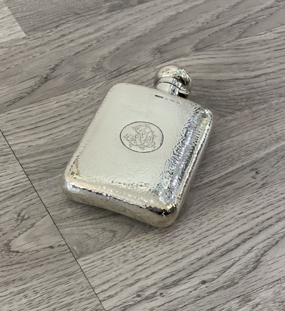 A Stunning Edwardian Solid Silver Hip Flask