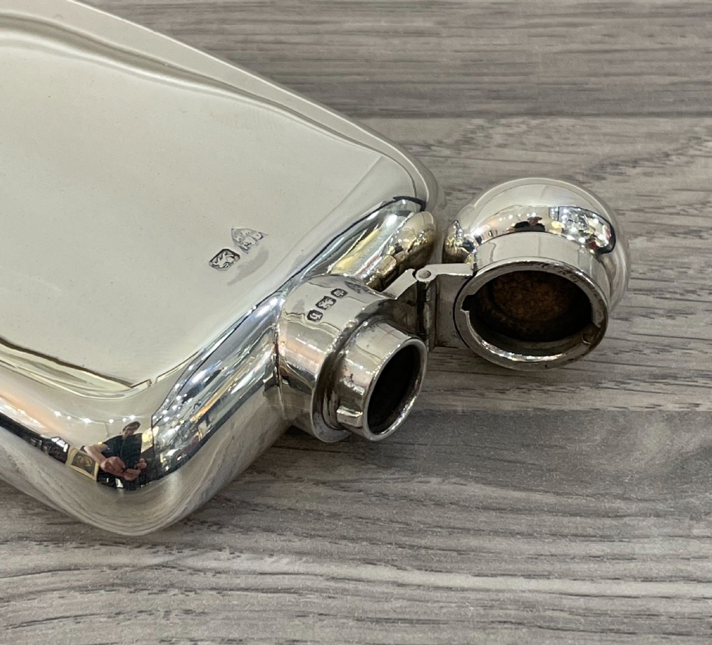 Stunning Victorian Solid Silver Hip Flask View V