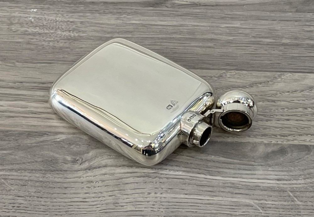 Stunning Victorian Solid Silver Hip Flask View VI