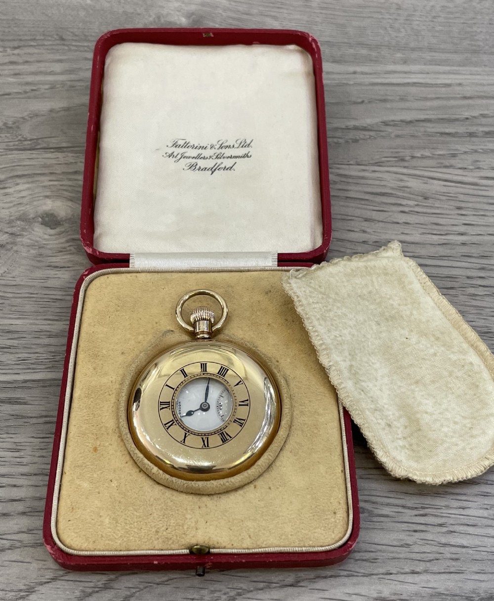Edwardian 9ct Gold J W Benson Half Hunter Pocket Watch
