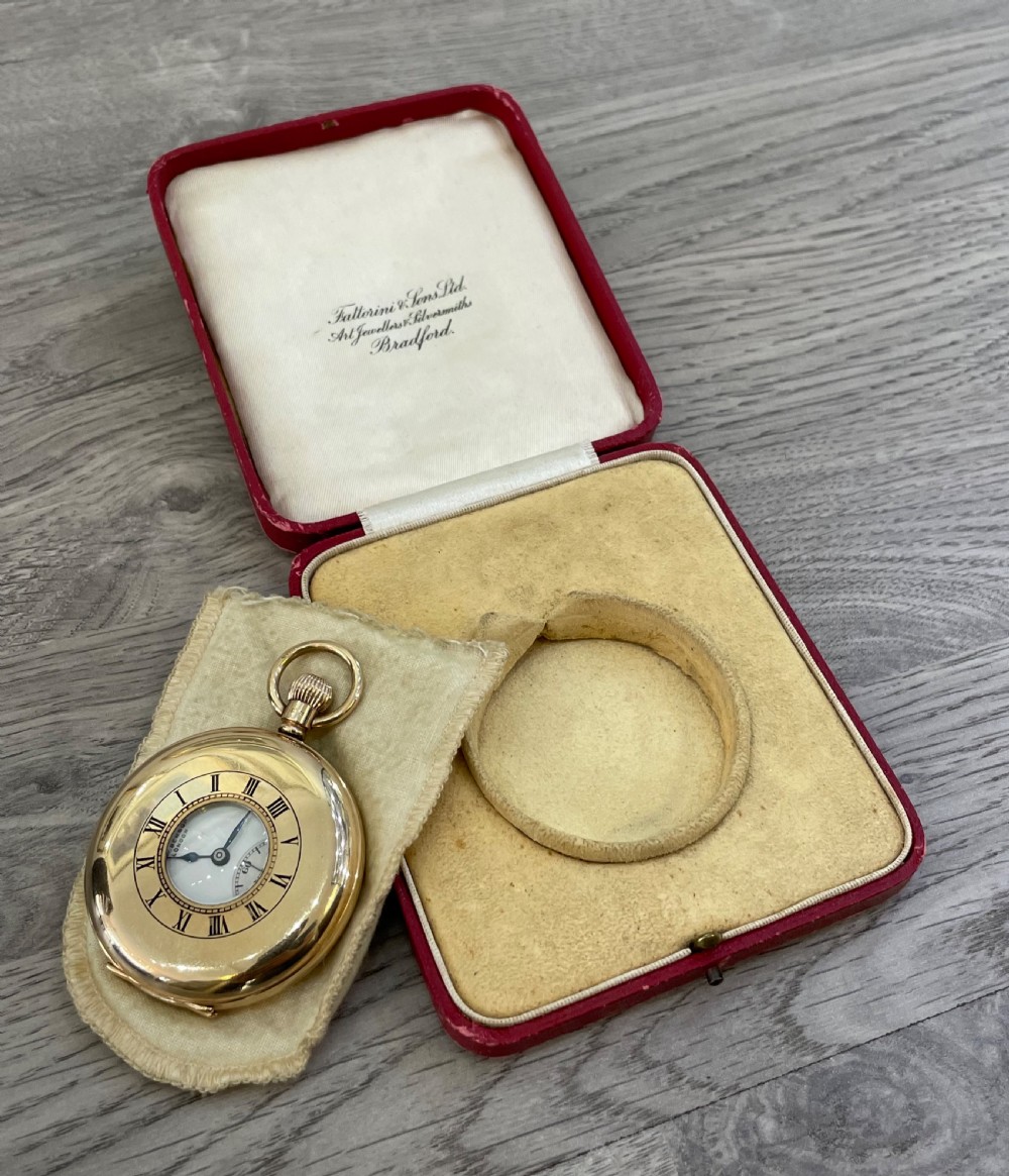 Edwardian 9ct Gold J W Benson Half Hunter Pocket Watch View III