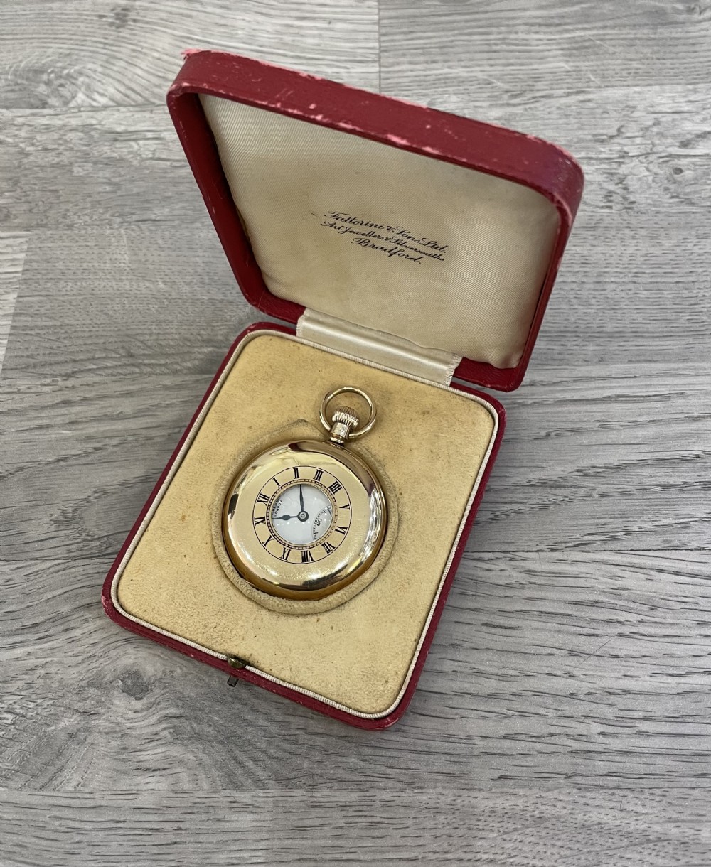 Edwardian 9ct Gold J W Benson Half Hunter Pocket Watch View IV