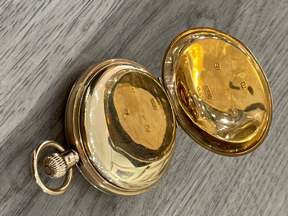 Edwardian 9ct Gold J W Benson Half Hunter Pocket Watch View IX