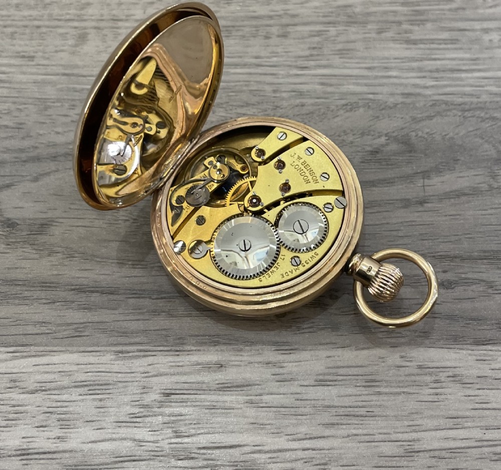 Edwardian 9ct Gold J W Benson Half Hunter Pocket Watch View XI