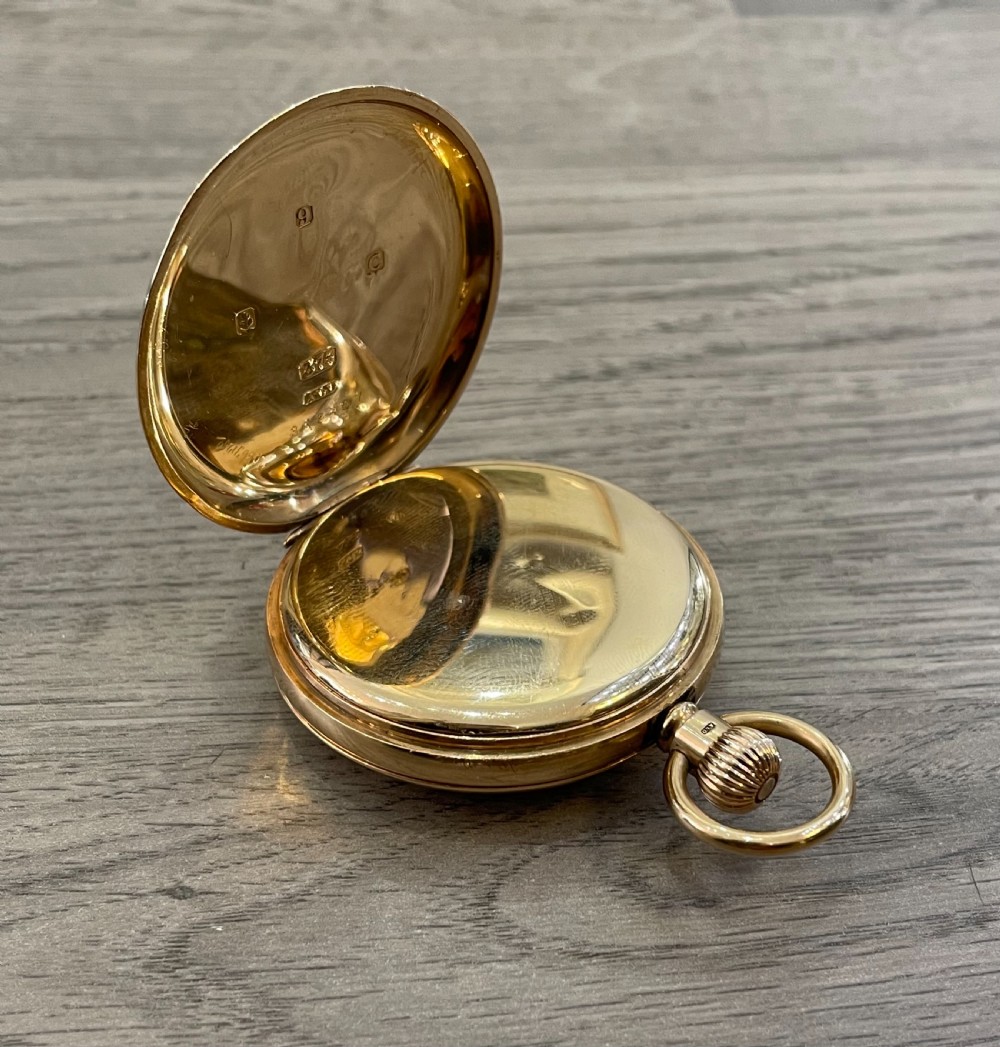Edwardian 9ct Gold J W Benson Half Hunter Pocket Watch View XII