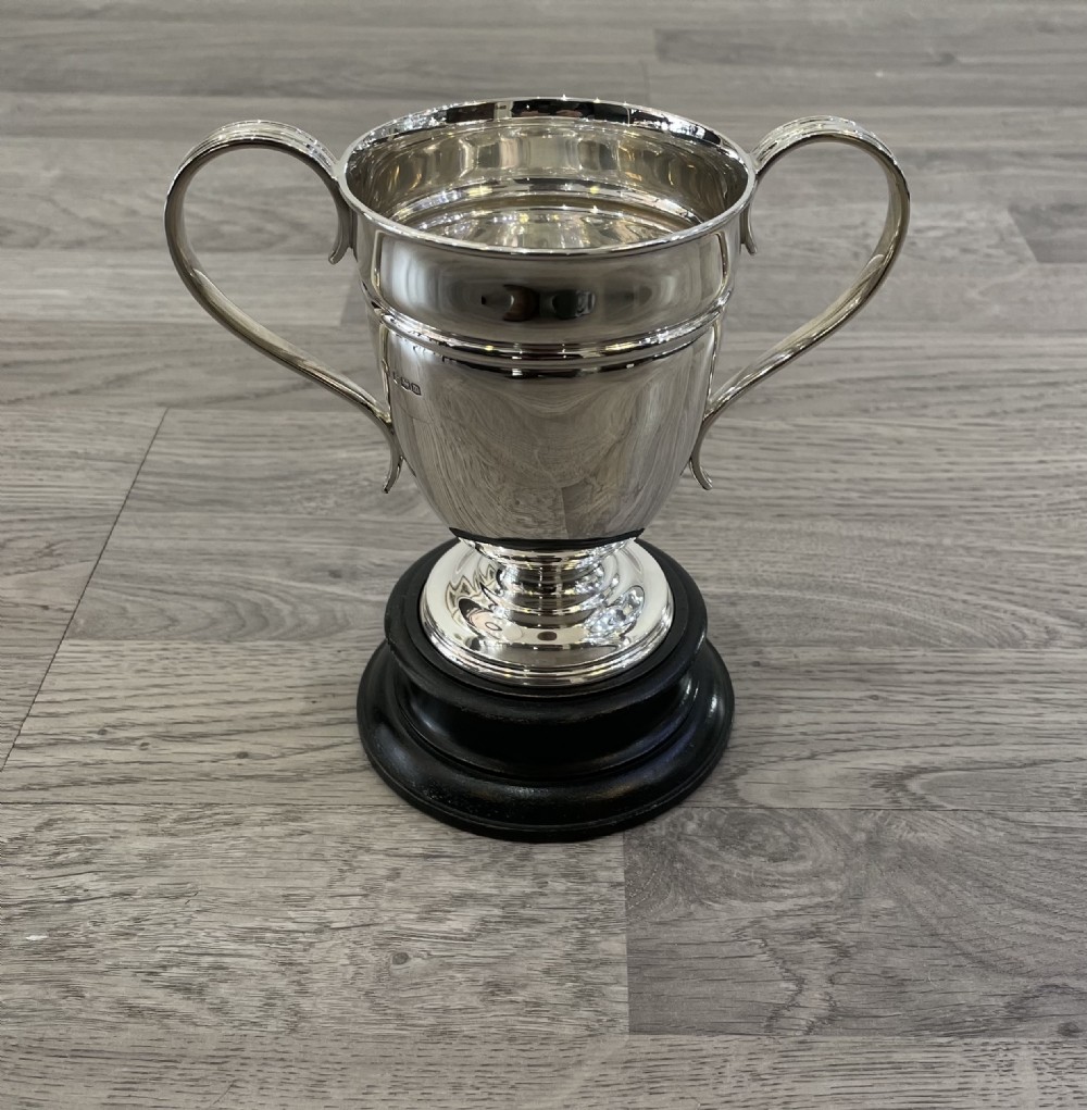 George V solid silver twin handle trophy cup 