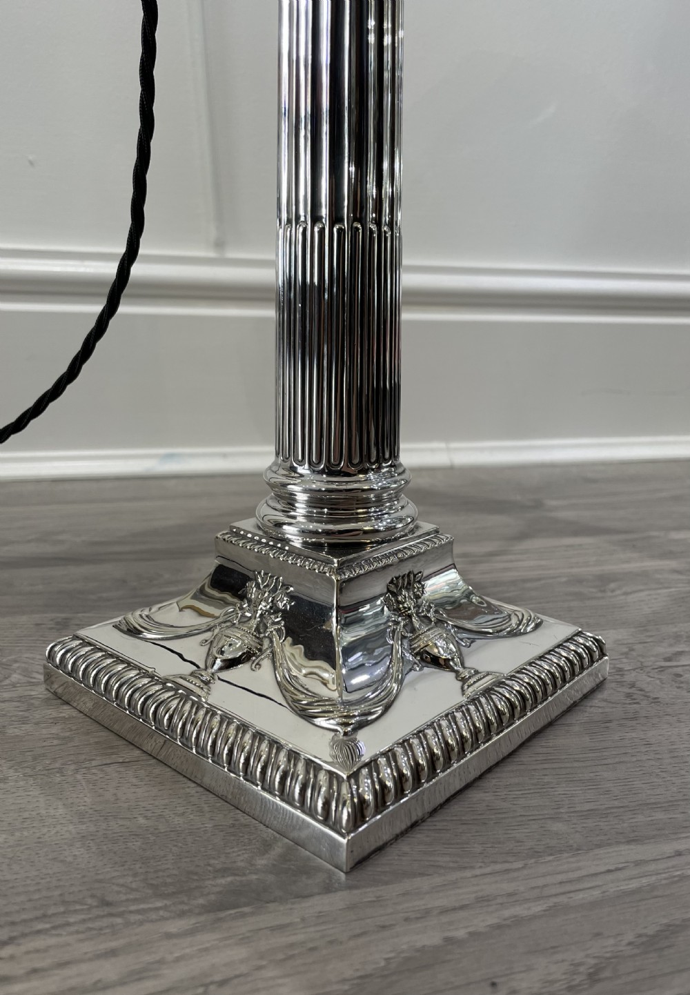 Victorian Silver Plated Corinthian Table Lamp View VII