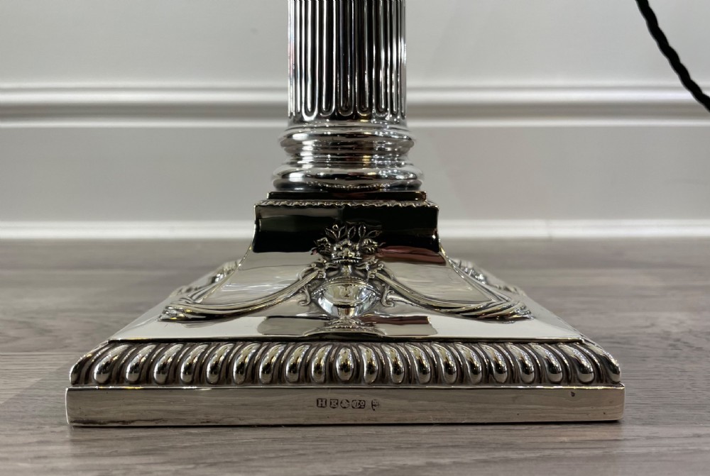 Victorian Silver Plated Corinthian Table Lamp View VIII