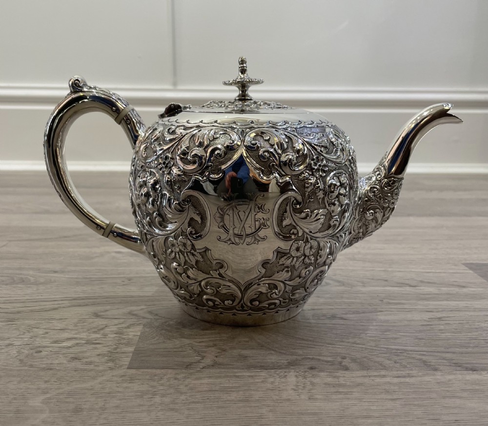 Victorian Scottish Solid Silver Teapot, Glasgow  View II