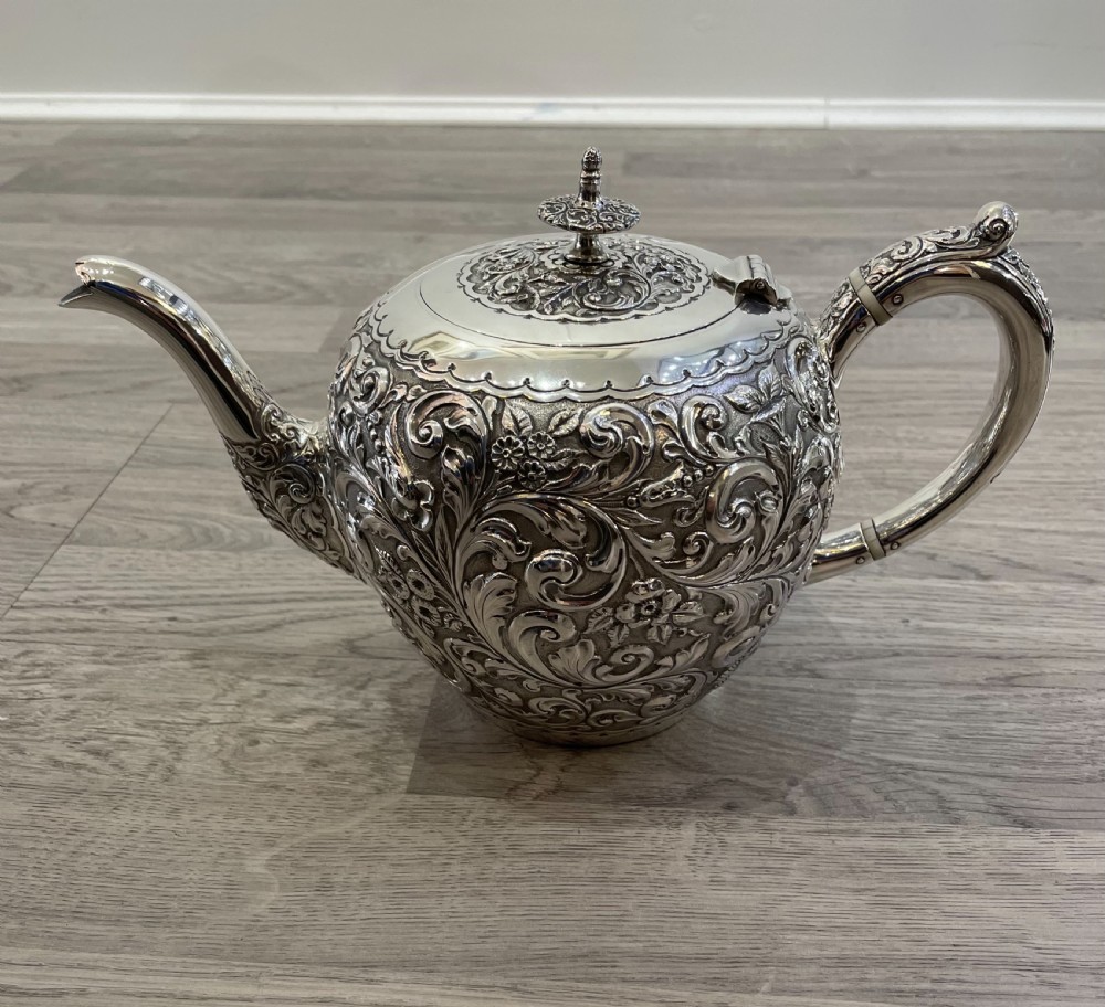 Victorian Scottish Solid Silver Teapot, Glasgow  View VI